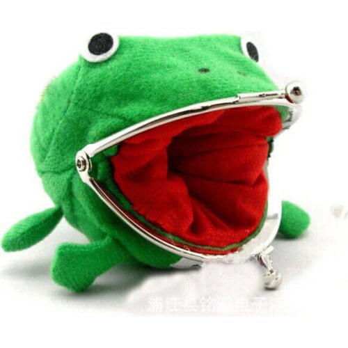 1PCS Cartoon Frog Coin Purse Wallet Anime Manga Shape Fluff Clutch Cosplay Green