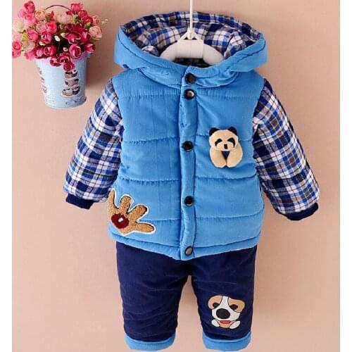 Baby Boys Clothes 2021 Infant Winter Cartoon Clothes Sets Toddler Thicken Hoodie+Pants 2Pcs Kids Boys Cute Warm Outing Clothing