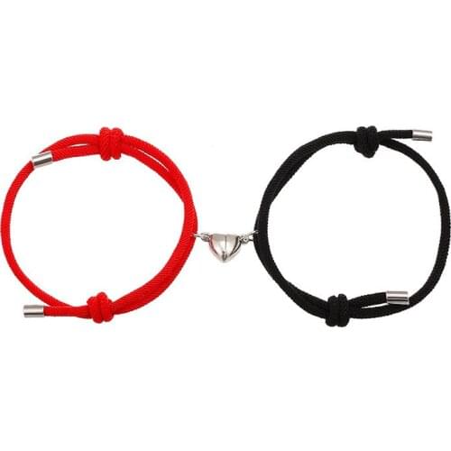 2pcs/set Magnet Attracts Couple Bracelet Heart Charm Jewelry Hand Woven Rope Bracelets for Women and Men Fashion Jewelry Gifts