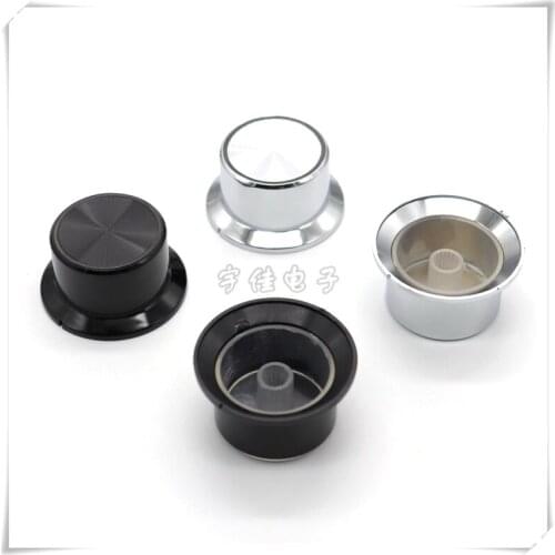 5 Piece 35 * 18.5mm light transmission knob cap black / silver audio adjustment knob cap volume adjustment knob flower shaft 6mm