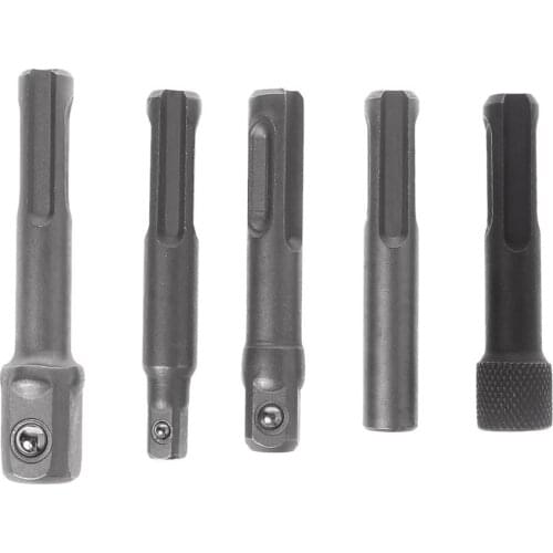 5Pcs SDS Plus 1/4 Hex Socket Driver Hammer Drill Bit Chuck Adaptor Bar Kit Set