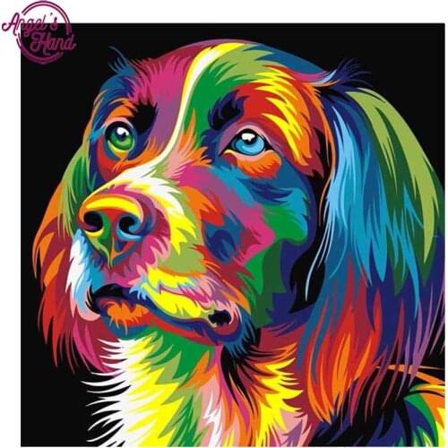 5D diy diamond embroidery Colorful dog full square drill diamond painting Cross Stitch Rhinestone mosaic home decoration