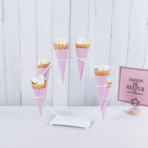 6pcs Ice Cream Display Racks for Dessert Tableware Ice-cream Cone Holder Kids Birthday Shower Wedding Party Sweet Cone Plates