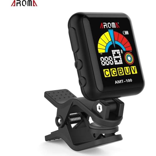 AROMA AMT-100 2 in 1 Rechargeable Rotatable Clip-on Electronic Tuner Metronome Color Screen with Built-in Battery USB