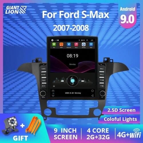 2DIN Android 9.0 Car Radio For Ford S-Max Ford S Max 2007 2008 Car Stereo Video Player GPS Navigation Bluetooth 2Din DVD Player