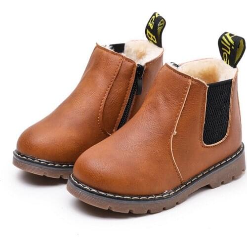 New Autumn Winter Children Shoes Boys Leather Boots sapatos England Boots Casual Single Girls Vintage Martin Boots Footwear