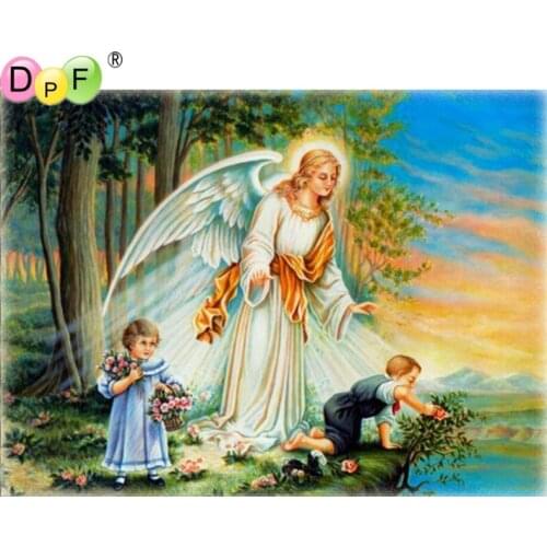 DPF diamond embroidery Angels and children diamond painting cross stitch needlework diamond mosaic square rhinestone home decor
