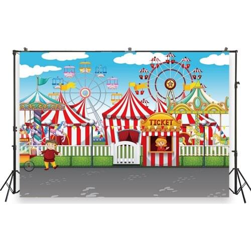 HUAYI Photo Background Newborns Baby Shower Birthday Photography Backdrops Circus Carnival Custom Studio Photo Backdrop XT-6703