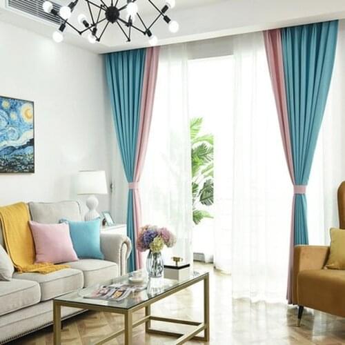 Chinese Curtains Two-color Stitching Bamboo Knotted Linen Curtains for Living Room Bedroom Curtain Modern Simplicity Decoration