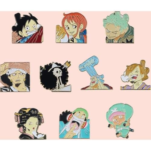 ZF2487 Pirate Group Cool Anime Boy Girl Jewelry Enamel Pins And Brooches Cartoon Creative Metal Denim Hat Badge For Friends Kids