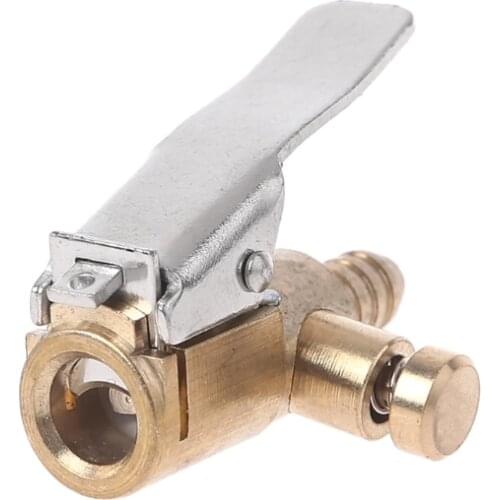 1/4" Brass Tire Inflator Lock on Air Chuck Mini Air Compressor Portable Tire Inflator Tire Chuck Hose End w/ Connector