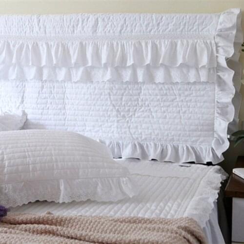 Top Romantic Princess bed headboard cover wedding decorative Lace cushion cover Elegant Ruffle design bed head board towel Sale