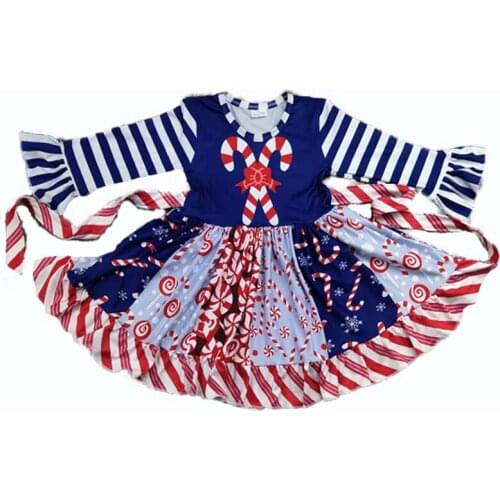 New autumn and winter girls clothing cartoon series cute style Girl Purple Ruffle stripe baby girl long sleeve dress20