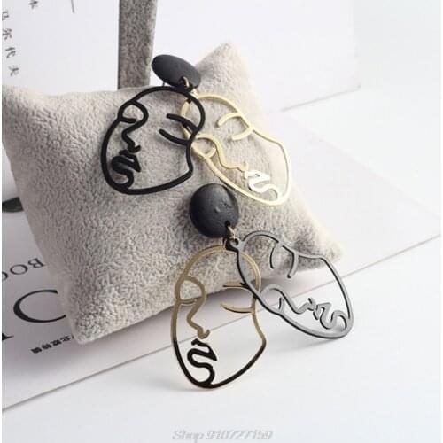 New Abstract Face Earrings Creative Women Jewelry Fashion Gift Art Hollow Dangle N11 20 Dropshipping
