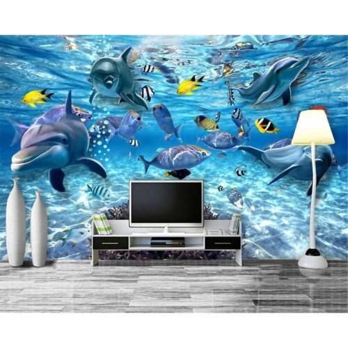 Beibehang papel de parede 3D Underwater Underwater World Fish Photo 3D Wallpaper Childrens Room TV Background 3D Wallpaper