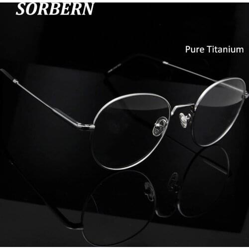 Pure Titanium Glasses Frames Women Round Myopia Optical Frames Gold Eyeglasses Frames Men Oversized Korean Eyewear