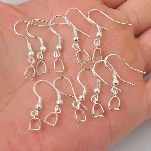 Wholesale 100PCS Jewelry Findings Pinch Bail Soft Sterlling Silver Hook Earring Earwire For Crystal Stones
