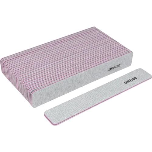 50pcs Professional Nail File 100/180 Straight Gray Nail Block UV Gel Polish Polishing Files Block Manicure Double Side lime Tool