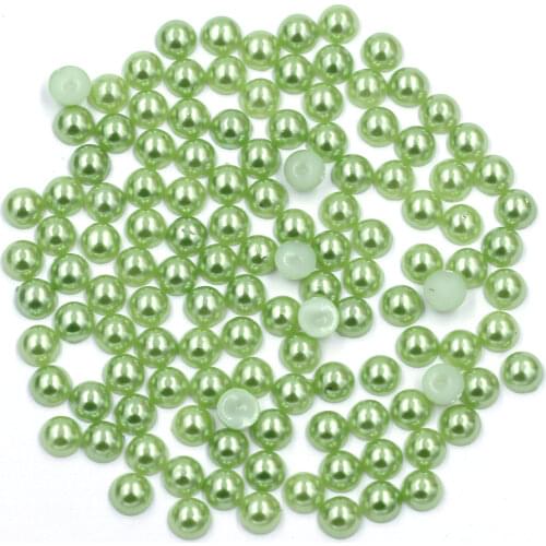 300Pcs Resin Imitation Flatback Pearl Beads Green Half Round For Nail Art DIY Craft Jewelry Cameo Cabochon Decoration 6mm