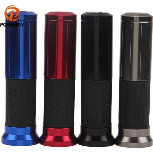 POSSBAY 7/8" 1" Universal Motorcycle Handlebar Grips Sports Bikes Aluminum Rubber Gel For Honda Suzuki ATV Motocross Handle Bar