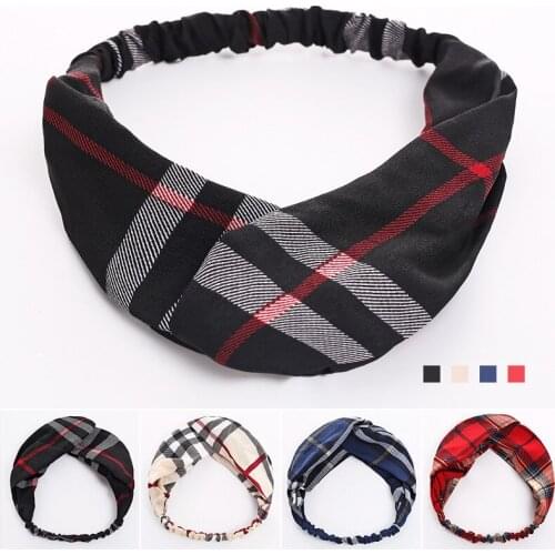 Lady hairband lattice color Headband Turban Elastic Head Wrap Women Hair Accessories Makeup hair Flower Hair Bands FD090