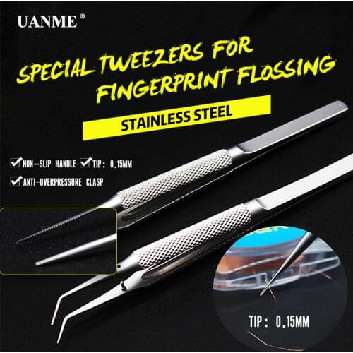 UANME Professional Stainless Steel Tweezer with Teeth Design for Pick Up Fingerprint Fly Line Main Board Copper Wire