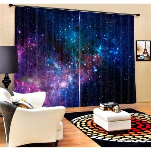 Luxury Blackout 3D Window Curtains For Living Room office Bedroom Drapes Cortinas Rideaux Customized size The galaxy pillowcase