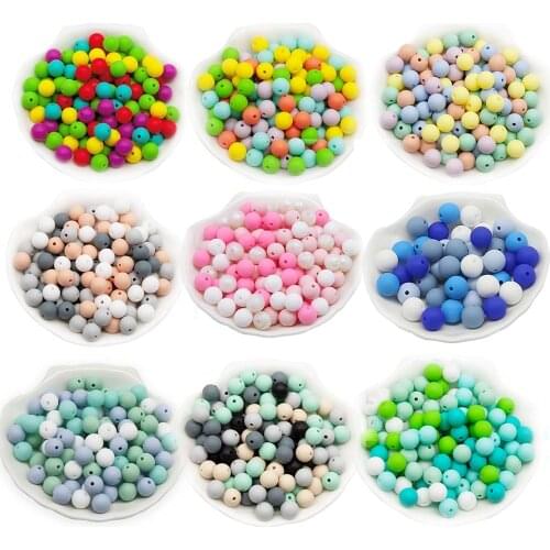 Cute-idea 9mm 50pcs Silicone round beads Baby Teething Chew Food Eco-friendly BPA Free DIY Jewelry Baby Teethers Toys