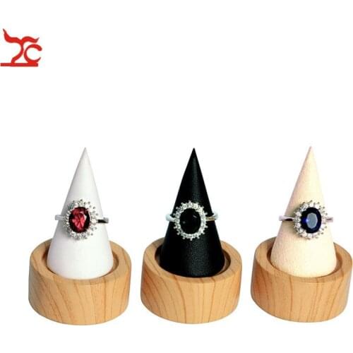 Bamboo And Wood Bevel Round Bottom Pointed Ring Display Rack Storage Stand Bracket Ring Organizer Jewelry Display