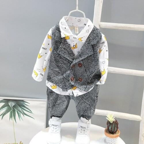 Wedding suit plaid jacket formal boy suit pants little crown shirt costume kids school clothes gentleman suit suit