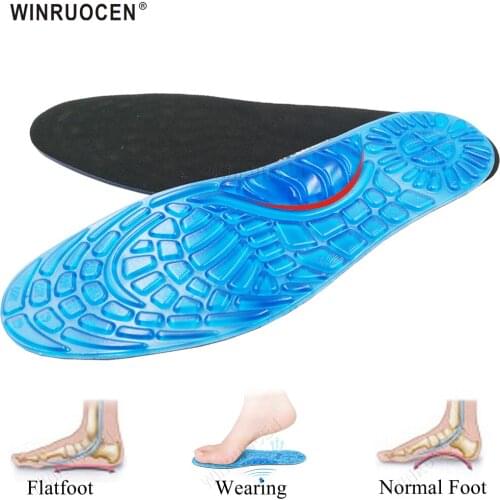 WINRUOCEN Silicone Gel Sport Running Insoles Shock Absorption for Men Women Massage Foot Care Casual Shoes Soles Cushion Pad