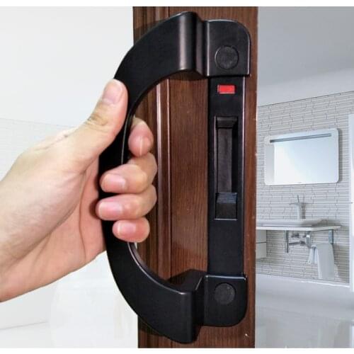 Aluminum alloy Sliding Door Lock Glass window Push-pull automatic gate hook locking Single side bronze black white door Hardware