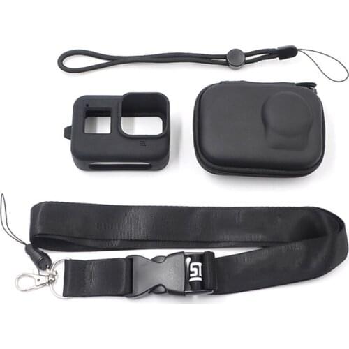 Camera Protective Cover Silicone Housing Case for GoPro Hero 8 Sports Camera with Hand Strap Neck Lanyard Spare Parts