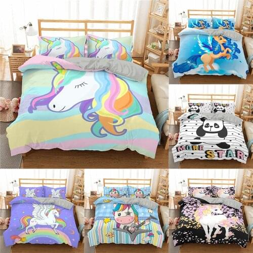 ZEIMON Girl Boy Kid Cartoon Unicorn Bedding Set Adult Child Quilt/Duvet Cover Set Twin Full Queen King Bed Cover Bedclothes
