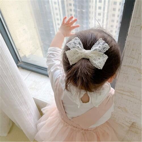 1pc White Lace Princess Headband Summer Spring Kids Headwear Infant Girls Bow Baby Hair Clips Sweet Kids Accessories