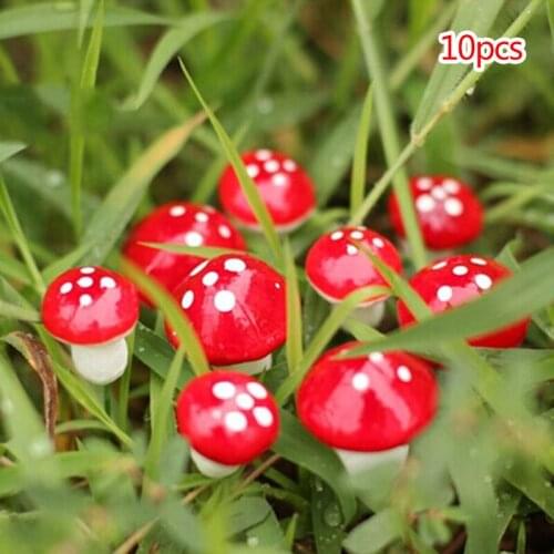 10Pcs 1.6Cm Artificial Mini Mushroom Miniatures Fairy Garden Moss Terrarium Foam/Resin Crafts Decorations Stakes Craft
