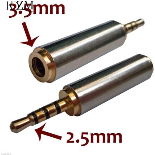 2pcs Gold 2.5 Mm Male To 3.5 Mm Female Audio Stereo Adapter Plug Converter Headphone Jack