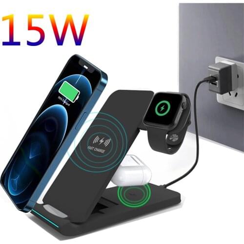 3 in 1 Fast Wireless Charger 15W Fast Charging Station for Magsafe iPhone 12 pro Max Chargers for Apple Watch Airpods pro