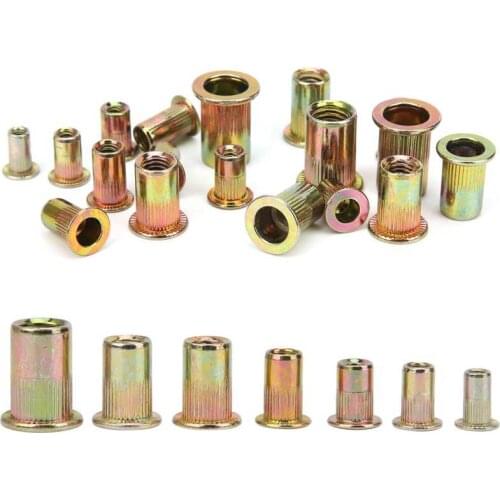 300Pcs M3 M4 M5 M6 M8 Galvanized Steel Rivet Nut Kit Metric and American Standard Threaded Riveter Nuts Insert Nutsert Cap Set