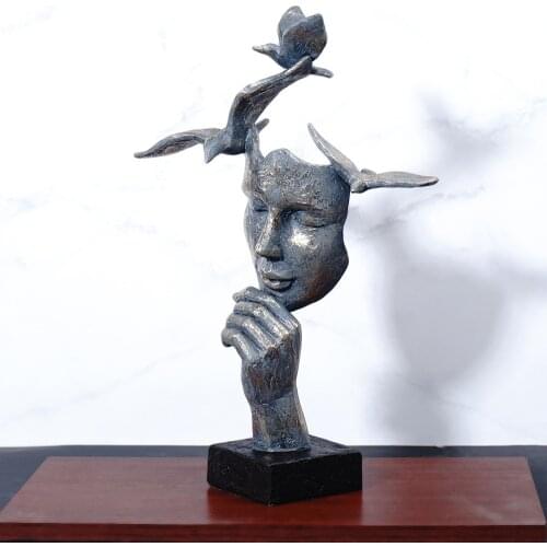 Abstract Figurine Interior Decoration Vintage Statue Resin Bird Head Sculpture Nordic Home Living Room Office Decor Craft