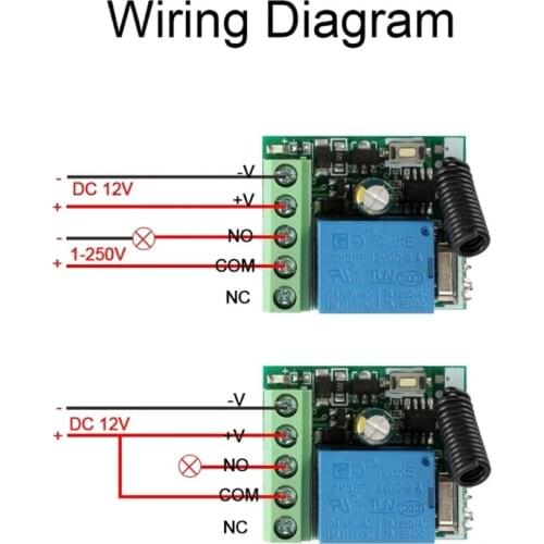 E65A Wireless Remote Switch Relay 433Mhz DC 12V Relay Receiver Module RF Transmitter