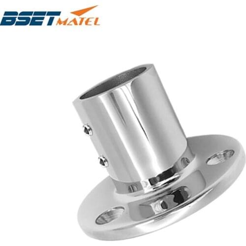 BSET MATEL 316 Stainless Steel 90 Degree Marine Boat Hand Rail Fitting Round Stanchion Base For Pipe 7/8" 22mm Dia