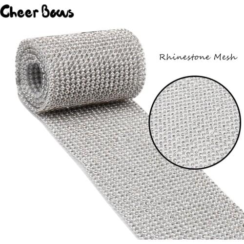 Cheer Bows 43cm Diamond Mesh Wrap Ribbon Rhinestone Mesh Roll Tape Crystal Wedding Birthday Decoration Event Party Supplies