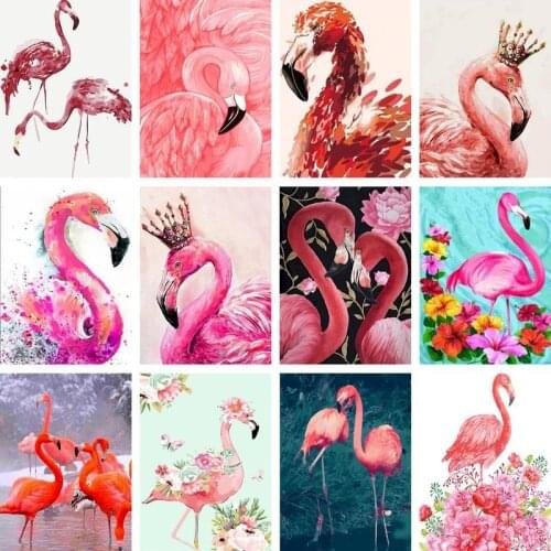 Gatyztory Frame Flamingo Painting By Numbers Animal Canvas Drawing Handpainted Kits Acrylic Paints Art Unique Gift Wall Decor 60