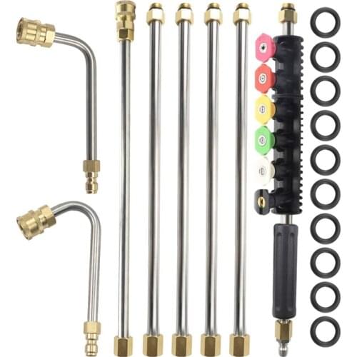 GTBL Upgraded Version Pressure Washer Extension Wand Set, Replacable Power Washer Lance with 6 Spray Nozzle Tips Design,U Curved