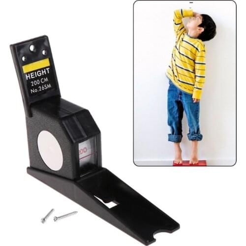 200cm Stadiometer Black Wall Mounted Height Meter Growth Ruler CM Metric