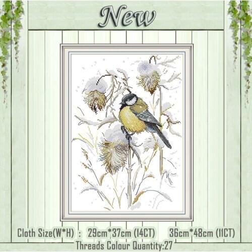 Bird in late autumn animal painting counted printed on the canvas DMC 11CT 14CT kits DIY Cross Stitch embroidery needlework Sets