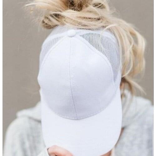 Baseball Cap Casual Sport Caps Women Vacation Snapback Cotton Comfort Summer Hats Adjustable Open Hole Messy Bun Hats