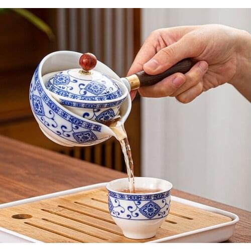 Ceramic Teapot Handheld Teapot Tea Kettle 360 Degree Rotating Side Handle Tea Kettle Exquisite Teapot For Home Office Kitchen