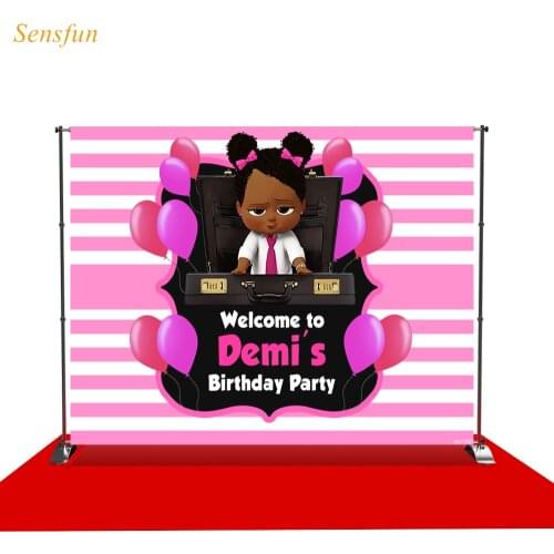 LEVOO photographic background birthday party baby boss pink girl backdrop photo shoot photocall photobooth prop custom